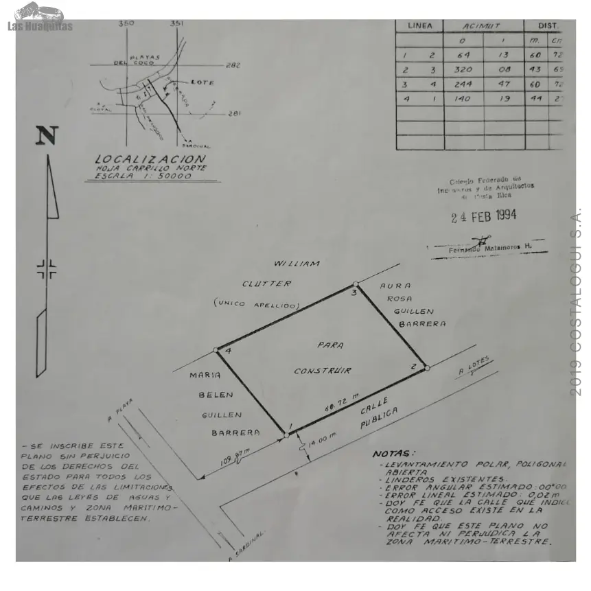 Flaches bebaubares Bauland 2630 m² Playas del Coco Guanacaste Costa Rica